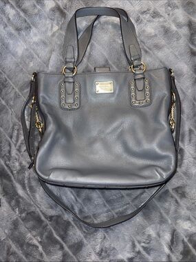 Michael Kors Gray Pebbled Leather Shoulder Bag with Gold Hardware